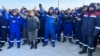 Kazakhstan – Protesting hundreds workers of West Oil Software company demanding better labor conditions. Zhetibay oilfield in Mangystau region, 15 December 2023